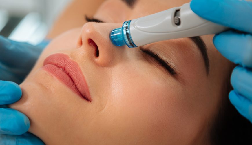 Close up of a modern device for hydrafacial procedure
